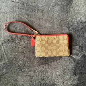 Coach Beige and Red Wristlet